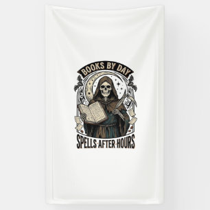 Halloween Boekhouder Heks Vintage Reaper Ontwerp_1 Spandoek