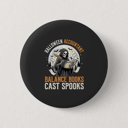 Halloween-boekhouder na donker ronde button 5,7 cm (Voorkant)