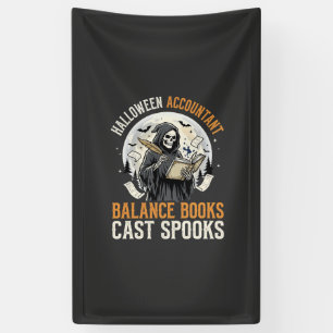 Halloween-boekhouder na donker spandoek