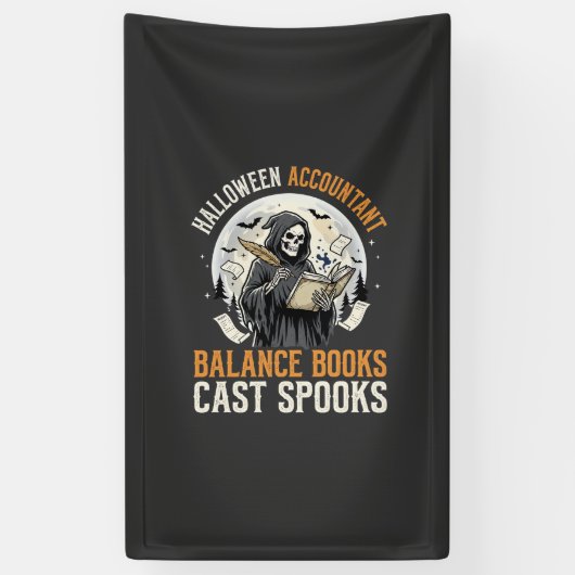 Halloween-boekhouder na donker spandoek (Verticaal)