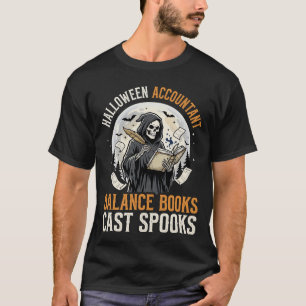 Halloween-boekhouder na donker t-shirt