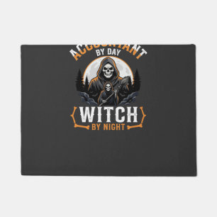 Halloween Boekhouder overdag Heks 's nachts Design Deurmat