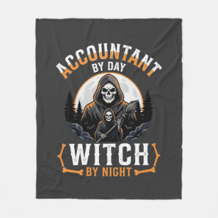 Halloween Boekhouder overdag Heks 's nachts Design Fleece Deken