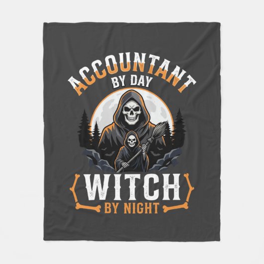 Halloween Boekhouder overdag Heks 's nachts Design Fleece Deken (Voorkant)