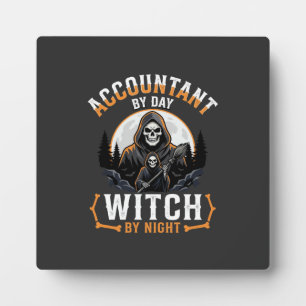 Halloween Boekhouder overdag Heks 's nachts Design Fotoplaat