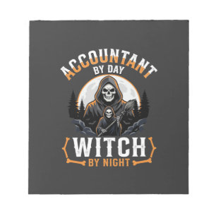 Halloween Boekhouder overdag Heks 's nachts Design Notitieblok
