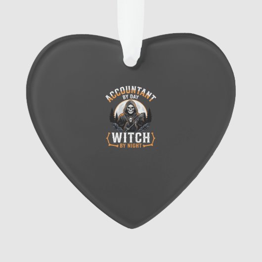 Halloween Boekhouder overdag Heks 's nachts Design Ornament (voorkant)