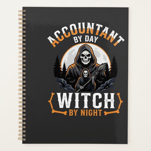 Halloween Boekhouder overdag Heks 's nachts Design Planner (Voorkant)