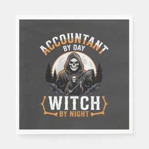Halloween Boekhouder overdag Heks 's nachts Design Servet
