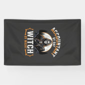 Halloween Boekhouder overdag Heks 's nachts Design Spandoek (Horizontaal)