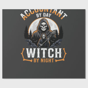 Halloween Boekhouder overdag Heks 's nachts Ontwer Cadeaupapier