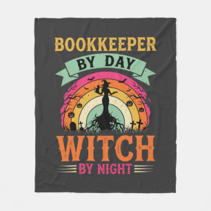 Halloween Boekhouder overdag Heks 's nachts Ontwer Fleece Deken
