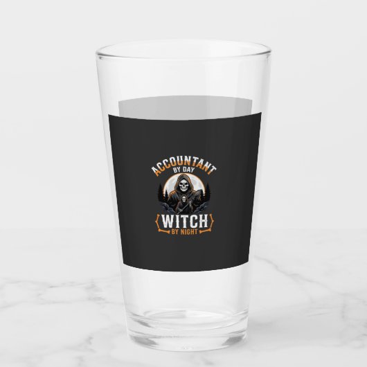 Halloween Boekhouder overdag Heks 's Nachts Ontwer Glas (Voorkant)