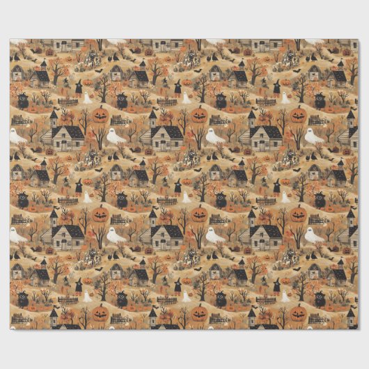  Halloween boerderij Cadeaupapier (Vlak)
