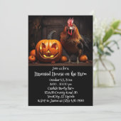 Halloween Boerderij Chicken Rooster Haunted House Kaart (Staand voorkant)