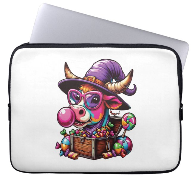  Halloween Boerderij Koe Laptop Sleeve (Voorkant)