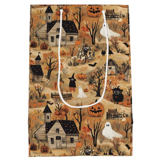  Halloween boerderij Medium Cadeauzakje (Achterkant)