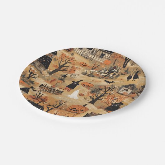  Halloween boerderij Papieren Bordje (Gekanteld)