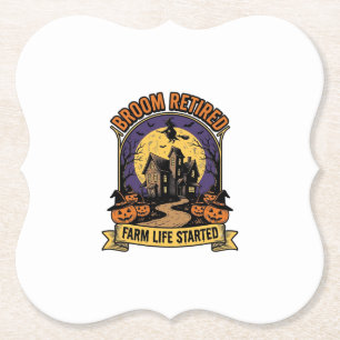 Halloween Boeren Shirt Spookachtige Verlaten Boerd Kartonnen Onderzetters