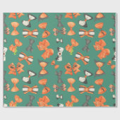 Halloween bogen oranje en zwart cadeaupapier (Vlak)