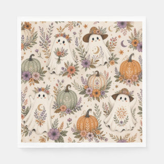 Halloween Boho Geest Bloemig Pompoen Servet