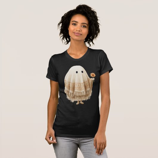 Halloween Boho Macrame Fringe Retro Sinaasappel Fl T-shirt (Voorkant volledig)