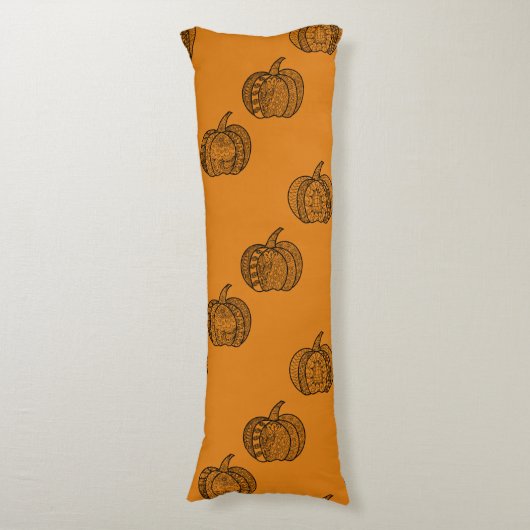 Halloween boho Zentangle ® geïnspireerd pompoen He Lichaamskussen (Voorkant Verticaal)