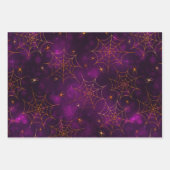 Halloween Bokeh, Paarse, Oranje en zwarte Cobwebs Inpakpapier Vel (Voorkant)