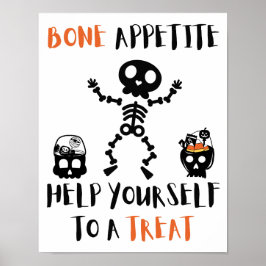 Halloween Bone Appetite skelet griezelig snoep doo Poster
