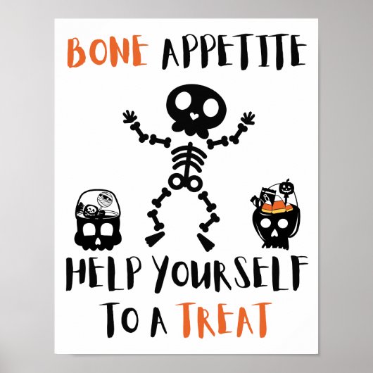 Halloween Bone Appetite skelet griezelig snoep doo Poster (Voorkant)