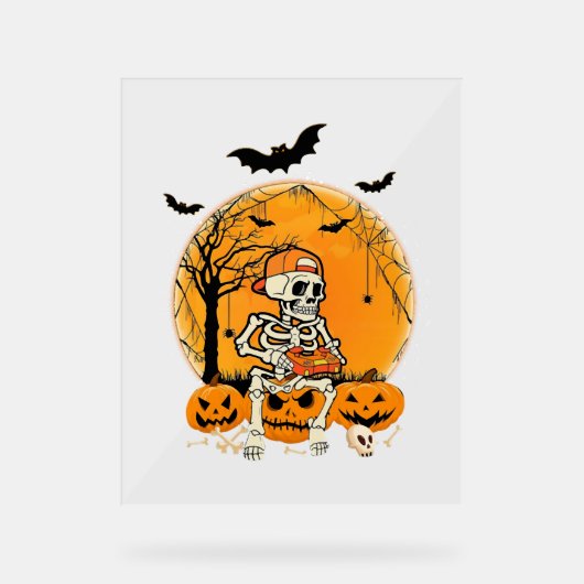 Halloween BonePumpkin Acryl Bord (Voorkant)