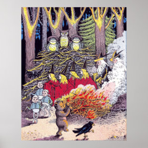 Halloween Bonfire met Beer en brownies Poster