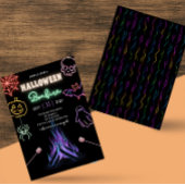 Halloween Bonfire Neon Spooky Night Kostuumfeest Kaart