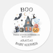 Halloween BOO Baby shower Bedankt Ronde Sticker (Voorkant)