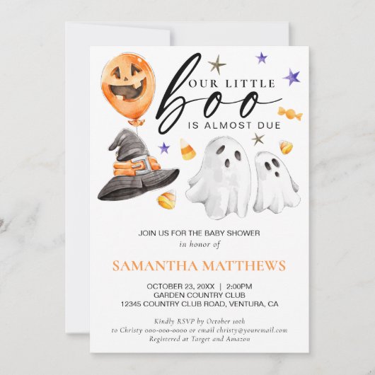 Halloween Boo Baby shower Kaart (Voorkant)