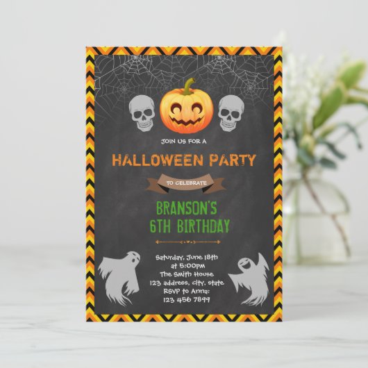 Halloween Boo bash party uitnodiging (Staand voorkant)