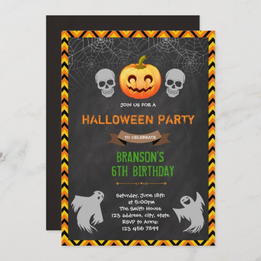 Halloween Boo bash party uitnodiging (Voorkant / Achterkant)