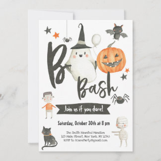 Halloween Boo Bash Uitnodiging-Costuum Feest-Spook Kaart
