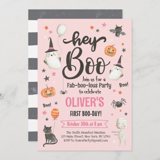 Halloween Boo Bash Uitnodiging-Kostuum Party-Spook Kaart (Voorkant / Achterkant)