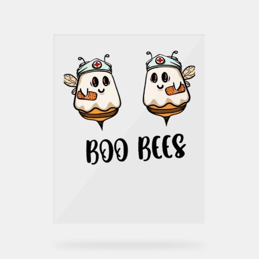 Halloween Boo Bees Nurse Classic T-shirt Acryl Bord (Voorkant)
