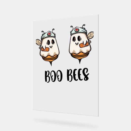 Halloween Boo Bees Nurse Classic T-shirt Acryl Bord (Hoek)