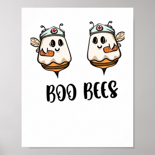 Halloween Boo Bees Nurse Classic T-shirt Poster (Voorkant)
