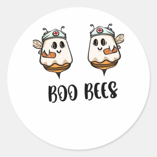 Halloween Boo Bees Nurse Classic T-shirt Ronde Sticker (Voorkant)