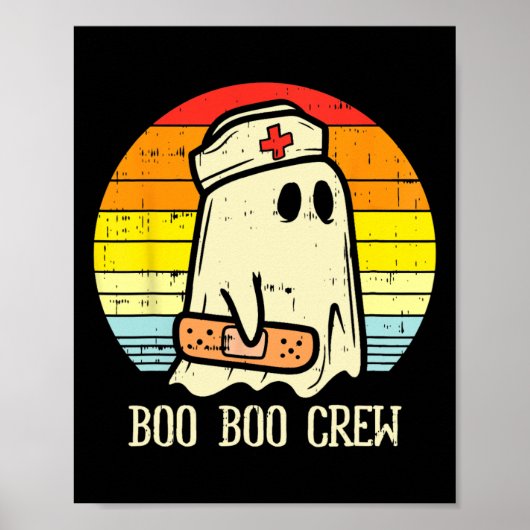 Halloween Boo Boo Crew Ghost Nurse Retro Halloween Poster (Voorkant)
