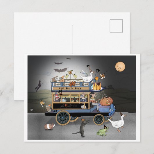 Halloween Boo. Bus Briefkaart (Voorkant / Achterkant)