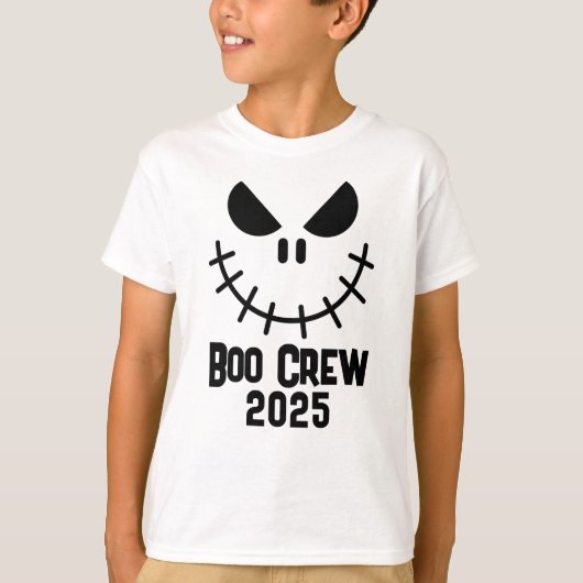 Halloween Boo Crew 2025 evil grin group matching T-shirt (Voorkant)