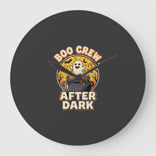 Halloween Boo Crew Badge Grote Klok (Voorkant)