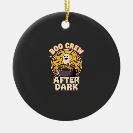 Halloween Boo Crew Badge Keramisch Ornament (Voorkant)