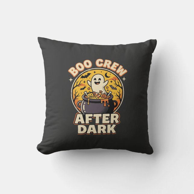 Halloween Boo Crew-badge Kussen (Voorkant)