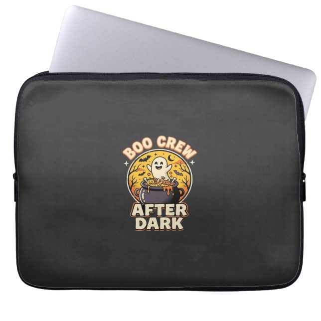 Halloween Boo Crew-badge Laptop Sleeve (Voorkant)